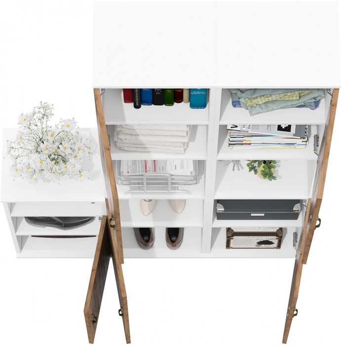 Лидер-8 Пенал + Пенал + Тумба МД 3.19, белый шагрень/крафт золото