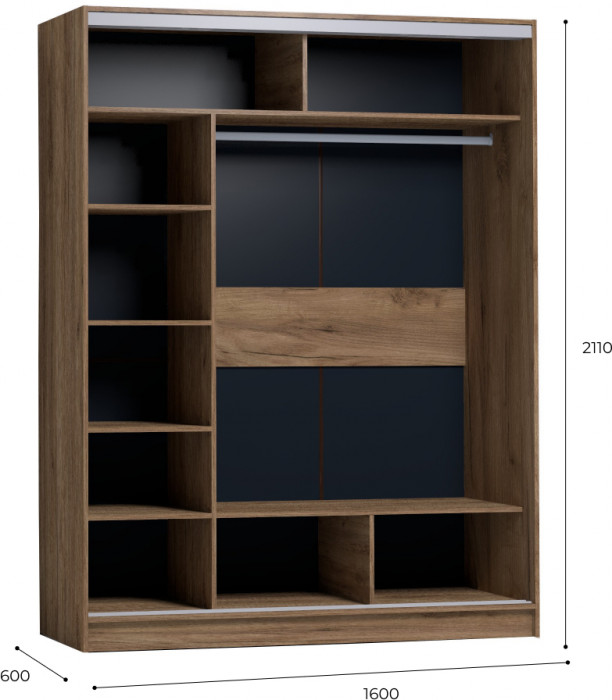 Шкаф-купе с зеркалом Strike 1600 Дуб табачный Craft