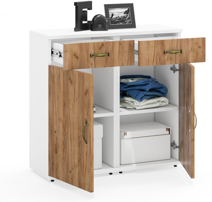 Лидер-8 Тумба МД 3.15 2 шт., белый шагрень/крафт золото