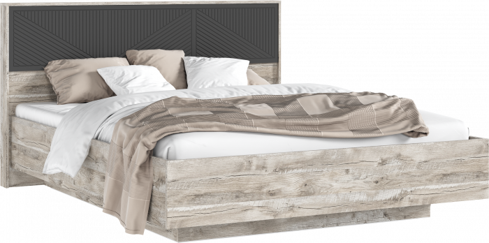 Сильвия Кровать парящая 1,6м с ПМ с подсветкой Браш Графит/Дуб Юкон, Дуб Юкон