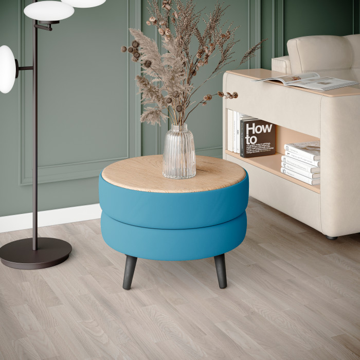 Стол журнальный "Рамус", Светло-голубой/МДФ дуб канадский