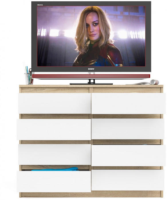 Мори Комод МК1200.8, цвет дуб сонома/белый, ШхГхВ 120,4х41х94 см.