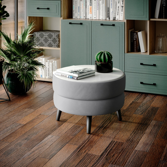 Стол журнальный "Рамус", Светло-серый/МДФ холст белый