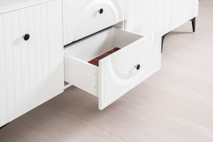 Валенсия Спальня № 44, цвет ЛДСП белый шагрень/МДФ белый шагрень/ткань велутто 19, ортопед есть, сп. м. 1600х2000 мм., б/м