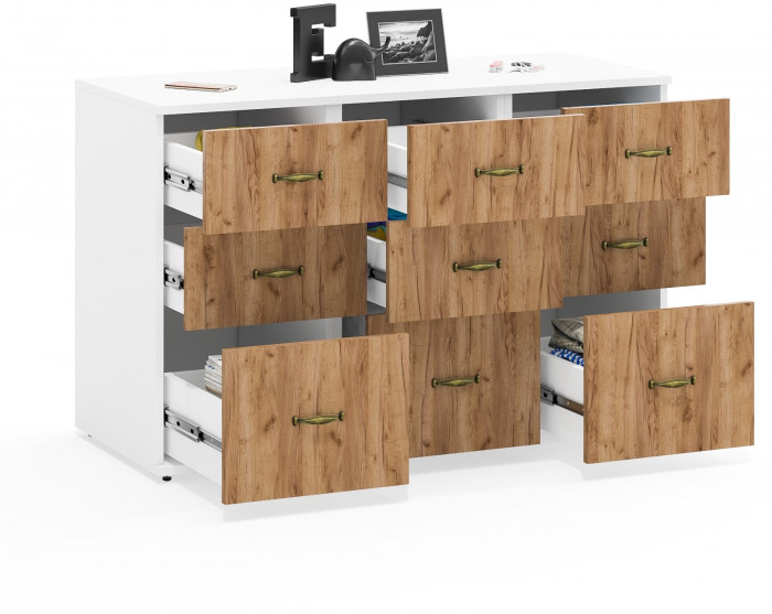 Лидер-8 Тумба МД 3.16 3 шт., белый шагрень/крафт золото