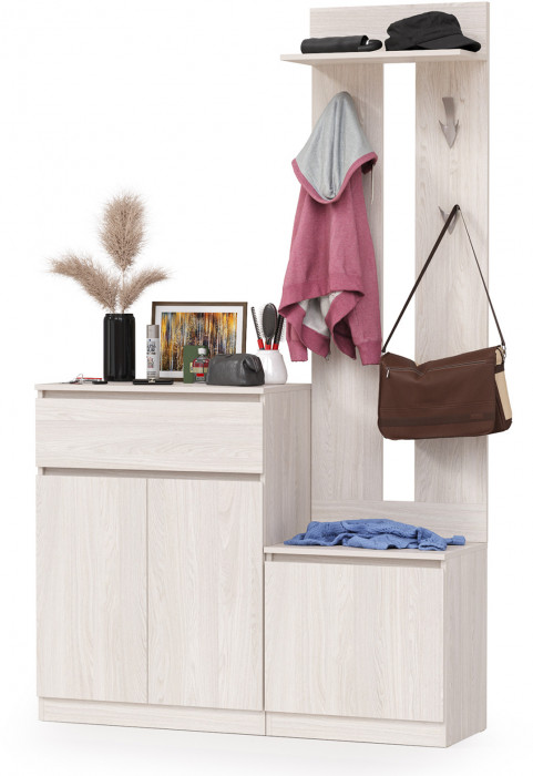 КР100 Ника прихожая № 20, цвет ясень анкор светлый, ШхГхВ 125,8х38,1х207,9 см., универсальная сборка