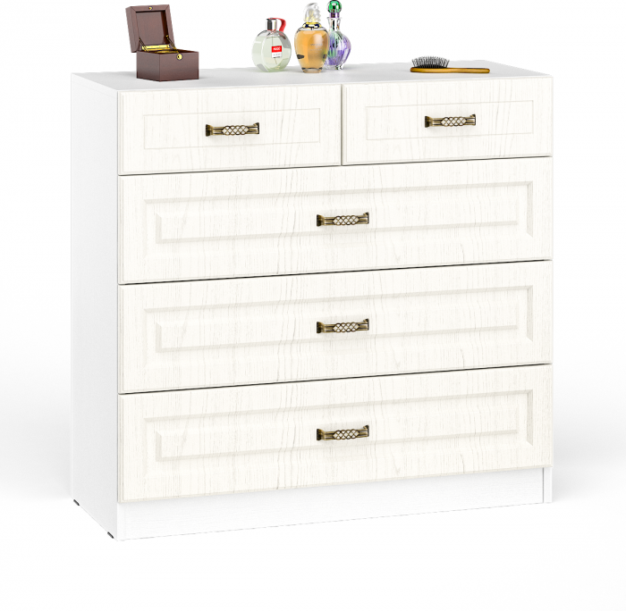 Ливерпуль Комод 10.103, цвет ясень ваниль/белый, ШхГхВ 100,1х41,3х95,3 см.