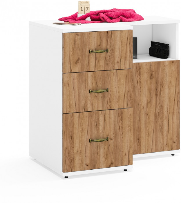 Лидер-8 Тумба МД 3.16 + Тумба МД 3.19, белый шагрень/крафт золото