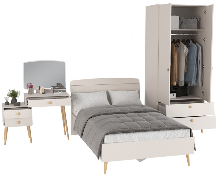 Афина Спальня 03-1200, цвет кашемир серый, сп.м. 1200х2000 мм., б/м, основание есть - фанера