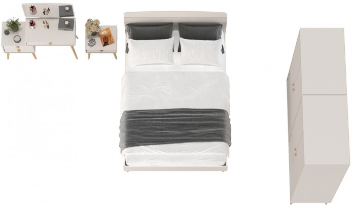 Афина Спальня 36-1400, цвет кашемир серый, сп.м. 1400х2000 мм., б/м, основание есть - фанера