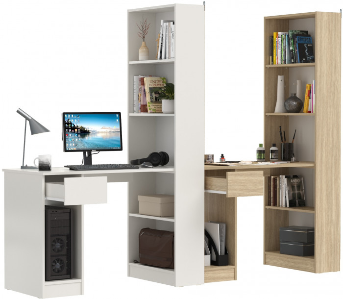 Два Стола письменных Лайт 10.01, цвет белый гладкий/плэйн, ШхГхВ 230,6х58,2х179 см., универсальная сборка(обязательно крепление к стене)