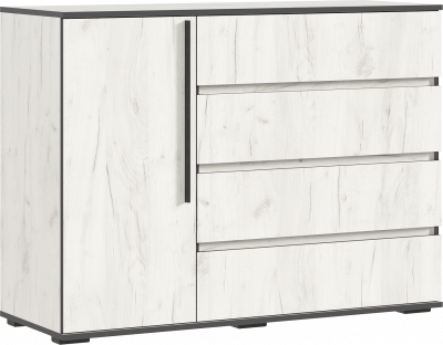 Норд Комод 1 дверь 4 ящика (1200), крафт белый