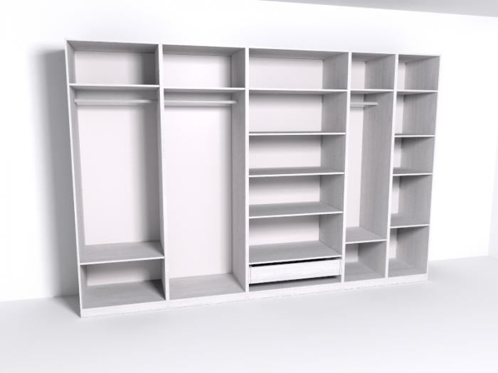 Гардеробная Рум. Комплект 6.1 без фасадов, ясень