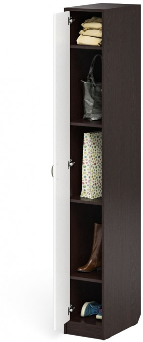 Прихожая П-6-500 Пенал, цвет венге/фасады МДФ белое дерево фрезеровка ромб, ШхГхВ 30х50х210 см., универсальная сборка