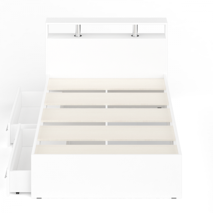 Камелия Кровать с ящиками 1200, цвет белый, ШхГхВ 123,5х217х78,2 см., сп.м. 1200х2000 мм., без матраса, основание есть
