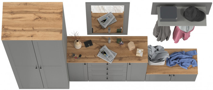 Остин Прихожая 53, цвет серый графит/дуб крафт золотой, ШхГхВ 280х54,3х229,6 см., универсальная сборка