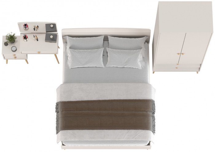 Афина Спальня 03-1600, цвет кашемир серый, сп.м. 1600х2000 мм., б/м, основание есть - фанера