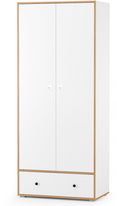 Вуди 13.138 Шкаф для одежды, цвет белый премиум/дуб крафт золотой, ШхГхВ 86х49,7х205 см.
