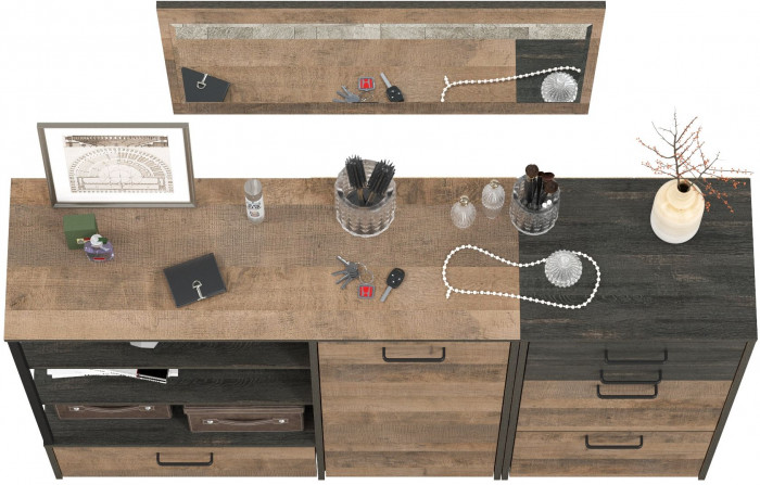 Трувор Прихожая 144, цвет дуб гранж песочный/интра, ШхГхВ 159х37х195 см., универсальная сборка