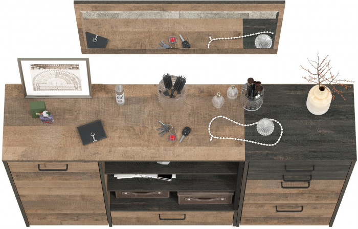 Трувор Прихожая 144, цвет дуб гранж песочный/интра, ШхГхВ 159х37х195 см., универсальная сборка