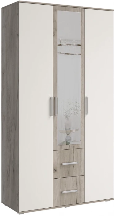 Шкаф 3-х створчатый с зеркалом Фиеста NEW, Крафт серый/Кашемир