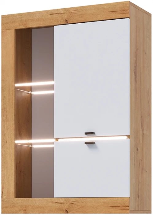 Прага Витрина универсальная ЛДСП, вотан/Белый глянец