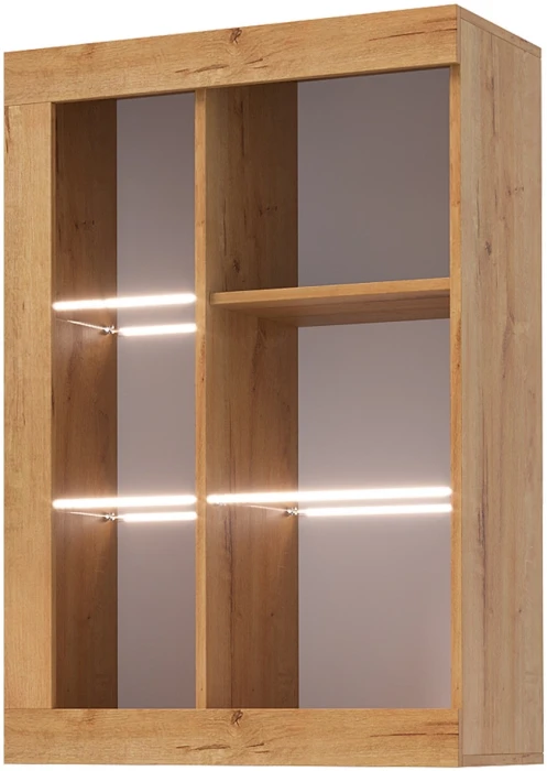 Прага Витрина универсальная ЛДСП, вотан/Белый глянец