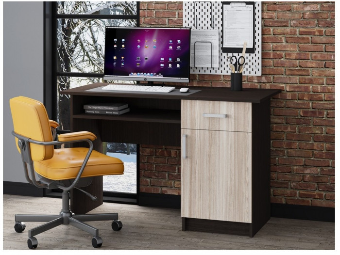 Стол письменный ПС-01 (с дверкой) (Дуб Крафт белый)