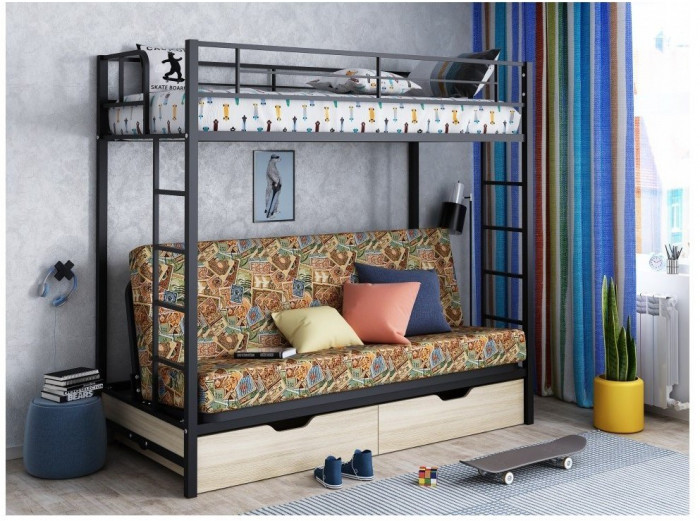 Двухъярусная кровать Мадлен ЯЯ (Черный)