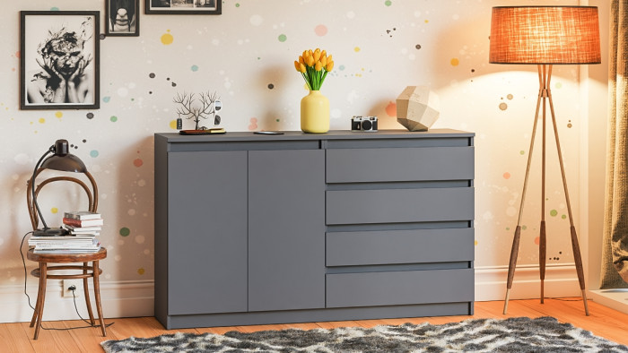 Мори Комод МК1600.1, цвет графит, ШхГхВ 160,4х41х94 см., НЕ универсальная сборка