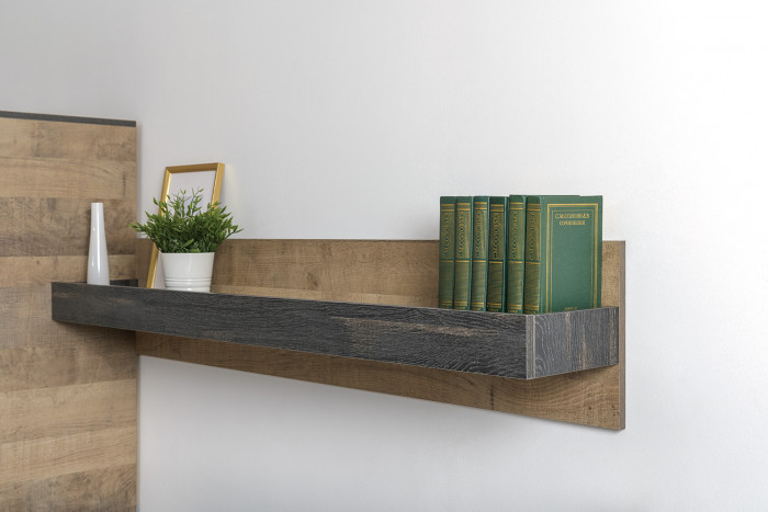 Трувор 13.70 Тумба под ТВ + 13.151.02 Стеллаж + 15.60 Полка, цвет дуб гранж песочный/интра, ШхГхВ 239,8х45,4х146 см., универсальная сборка