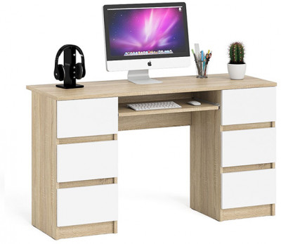 Мори Стол компьютерный МС-2, цвет дуб сонома/белый, ШхГхВ 135,4х50х76,6 см.