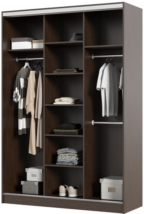 Альянс 1,5 м шкаф-купе (1500*2200*610 мм) венге/венге