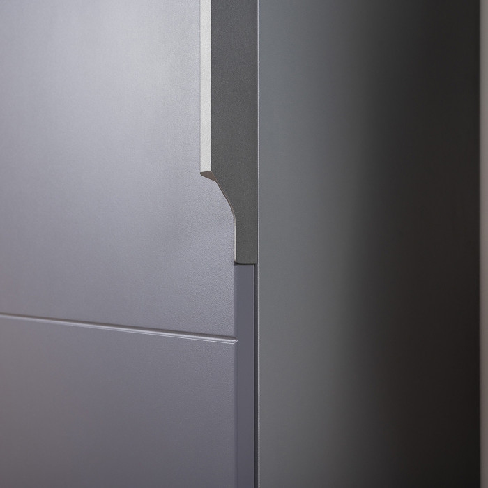 Октава Набор шкафов 48, цвет белый шагрень/серый графит/дуб крафт золотой/фасады МДФ белый шагрень/серый графит, ШхГхВ 161х35,3х197,6 см., ун. сб.