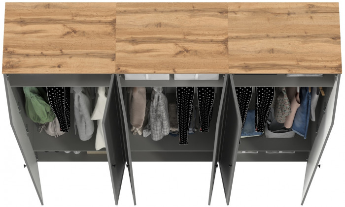 Остин 13.224 Шкаф 3 шт., цвет серый графит/дуб крафт золотой, ШхГхВ 240х54,3х229,6 см.