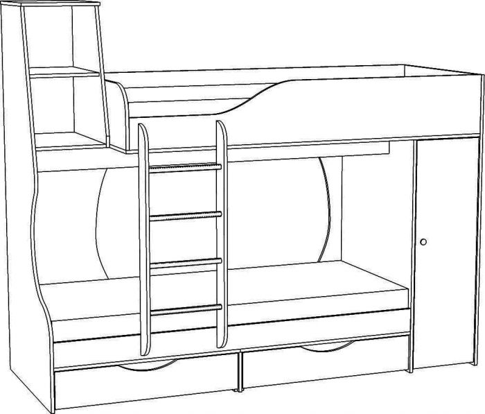 Кровать двухъярусная №5 "Атланта" - Бетон пайн светлый