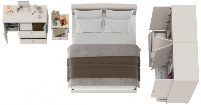 Афина Спальня 37-1600, цвет кашемир серый, сп.м. 1600х2000 мм., б/м, основание есть - фанера