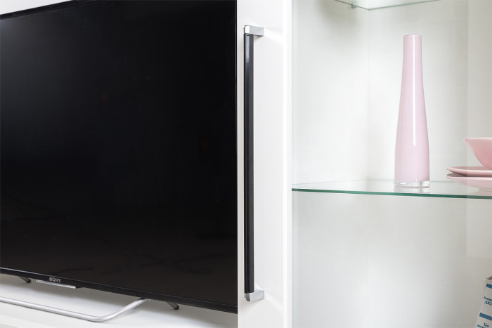 Валенсия Гостиная № 075, цвет ЛДСП белый шагрень/МДФ белый шагрень, ШхГхВ 301,3х38,3х225,2 см., универсальная сборка