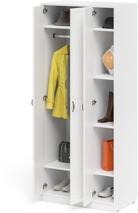 Прихожая П-6-500 Шкаф + Пенал, цвет белая шагрень/фасады МДФ белое дерево фрезеровка прованс, ШхГхВ 90х50х210 см., универсальная сборка