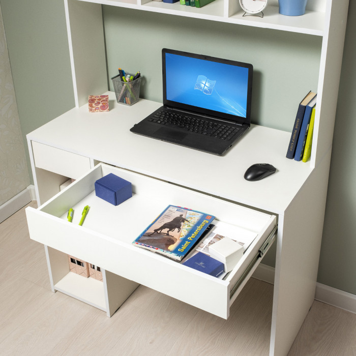 Стол компьютерный Комфорт 12.77F, цвет белый шагрень, ШхГхВ 100х49,8х147 см., универсальная сборка