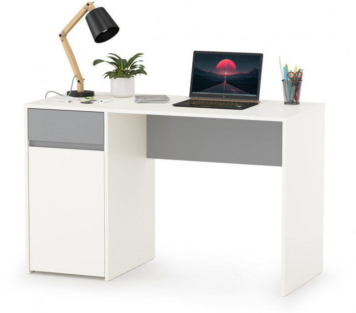 Торонто Компоновка № 04, цвет белый шагрень/стальной серый, ШхГхВ 240х53,1х195,7 см., универсальная сборка