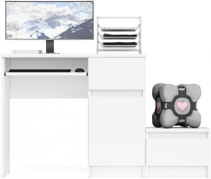 Мори Стол компьютерный МС-1 правый + Тумба ТМП400.1, цвет белый, ШхГхВ 130,4х50х76,6 см., выдвижной ящик справа, НЕ универсальная сборка