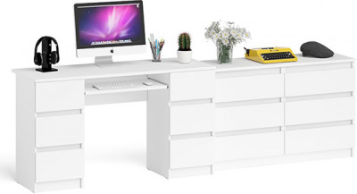 Мори Стол компьютерный МС-2 + Комод МК1200.6, цвет белый, ШхГхВ 255,8х50х76,6 см., универсальная сборка