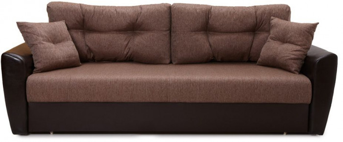Диван-кровать Амстердам, 150х195, раскладной, еврокнижка, пружинный блок, рогожка/экокожа, коричневый