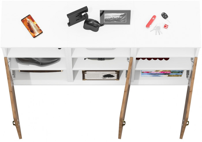 Лидер-8 Тумба МД 3.19 3 шт., белый шагрень/крафт золото