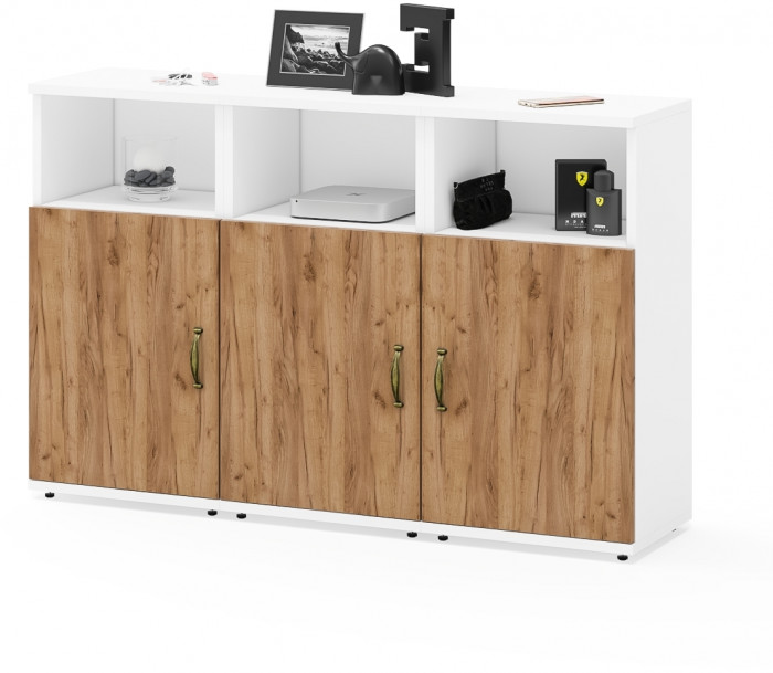 Лидер-8 Тумба МД 3.19 3 шт., белый шагрень/крафт золото