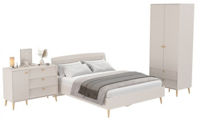 Афина Спальня 04-1600, цвет кашемир серый, сп.м. 1600х2000 мм., б/м, основание есть - фанера