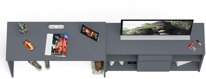 Мори Стол письменный МСП1200.1 + Тумба МТВ1204.1, цвет графит, ШхГхВ 240,8х50х76,6 см., универсальная сборка