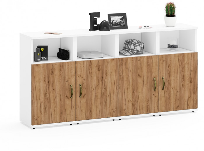 Лидер-8 Тумба МД 3.19 4 шт., белый шагрень/крафт золото