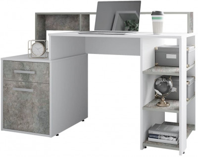 Стол компьютерный "Лайф" Белый/Метрополитан грей